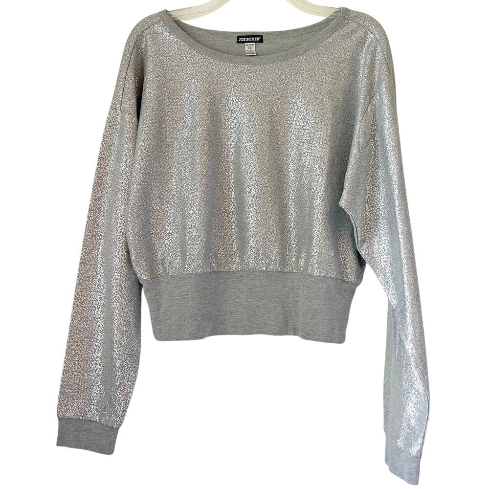 Joe Boxer Silver Metallic Top Womens Size XL Shiny Casual Going out Party Soft